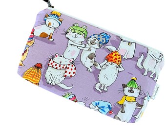 Cat Lover Zipper Pouch for Purse, Kitty Small Pouch with Zipper, Cat Mom Gift, Small Zippered Pouches, Small Zipper Pouch Storage