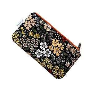 Woodland Small Zipper Pouch , Floral Small Pouch with Zipper, Cottagecore Small Zip Bags, Small Zippered Pouches, Small Zipper Pouch Storage