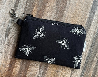 Bee Small Coin purse, Keychain Coin Pouch, Small Change Purse, Mini coin purse, Coin Pouch, Coin Purse, Bee Keeper Gift