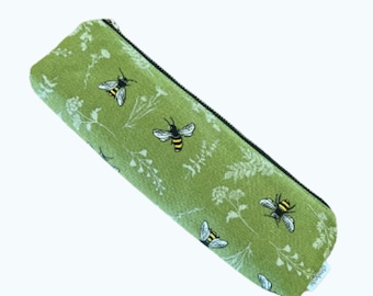 Green Pencil Case, Bee Pencil Pouch, Bees Pencil Bag, Honey Bee Pen Case, Pencil Cases, Artist Pencil Case, Kids Pencil Case, Beekeeper Gift