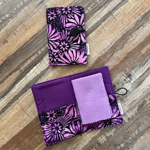 Purple Batik Sewing Needle Book, Sewing Needle Organizer with Button Closure, Sewing Needle Case, Hand Sewing Needle Holder