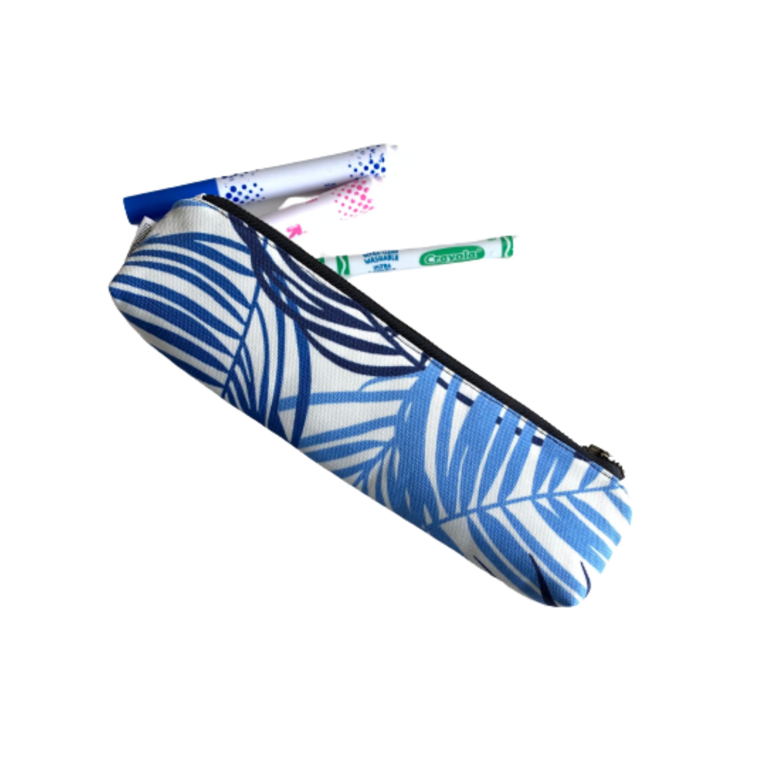 Sky Blue and White long pencil case Long Zipper Pencil Pouch Etsy