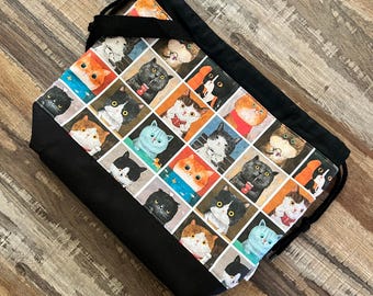 Cat Drawstring Bag, Knitting Project Bag, Project Bag for Crochet  Gifts for knitters, Crochet Yarn Bag