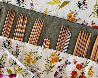Floral Knitting Needle Case, DPN Needle Case, Knitting Needle Holder, Knitting Needle Organizer, DPN Storage, Gifts for Knitters