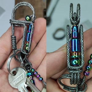 Handmade bullet keychain for dad - Infused with Hunting and Survival Themes | camping, mountain climbing, hunting backpack keychains