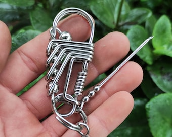 Special minimalist handmade stainless steel wire Carabiner keychain - Special gift for boyfriend, brother, gift for father
