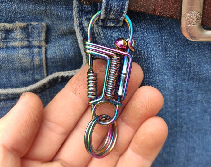 Rainbow Keychain,ctoom Keychain for Men,handmade Wire Wrapped Keychain