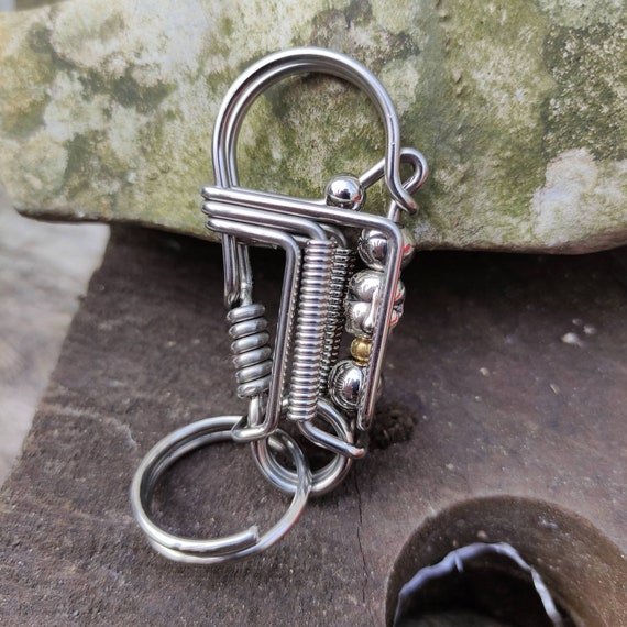 Minimalist Unique Wire Wrapped High Quality Stainless Steel Carabiner  Keychain, Super Durable Keychain Keychain 