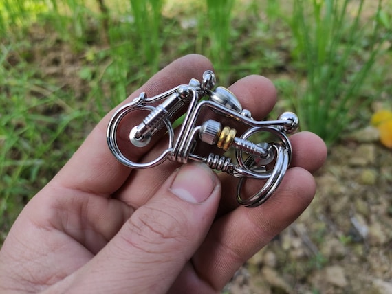 Motocycle Keychain Motorcycle Key Chain ctoom Handmade wire Wrapped Stainless Steel Motobyce Key Chain Hook With Key Ring Ctoom Etsy