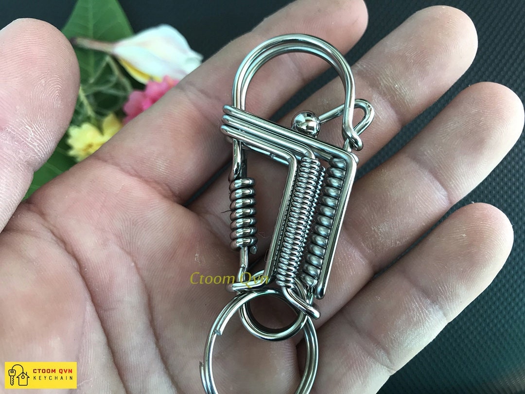 Minimalist Unique Wire Wrapped High Quality Stainless Steel Carabiner  Keychain, Super Durable Keychain Keychain 