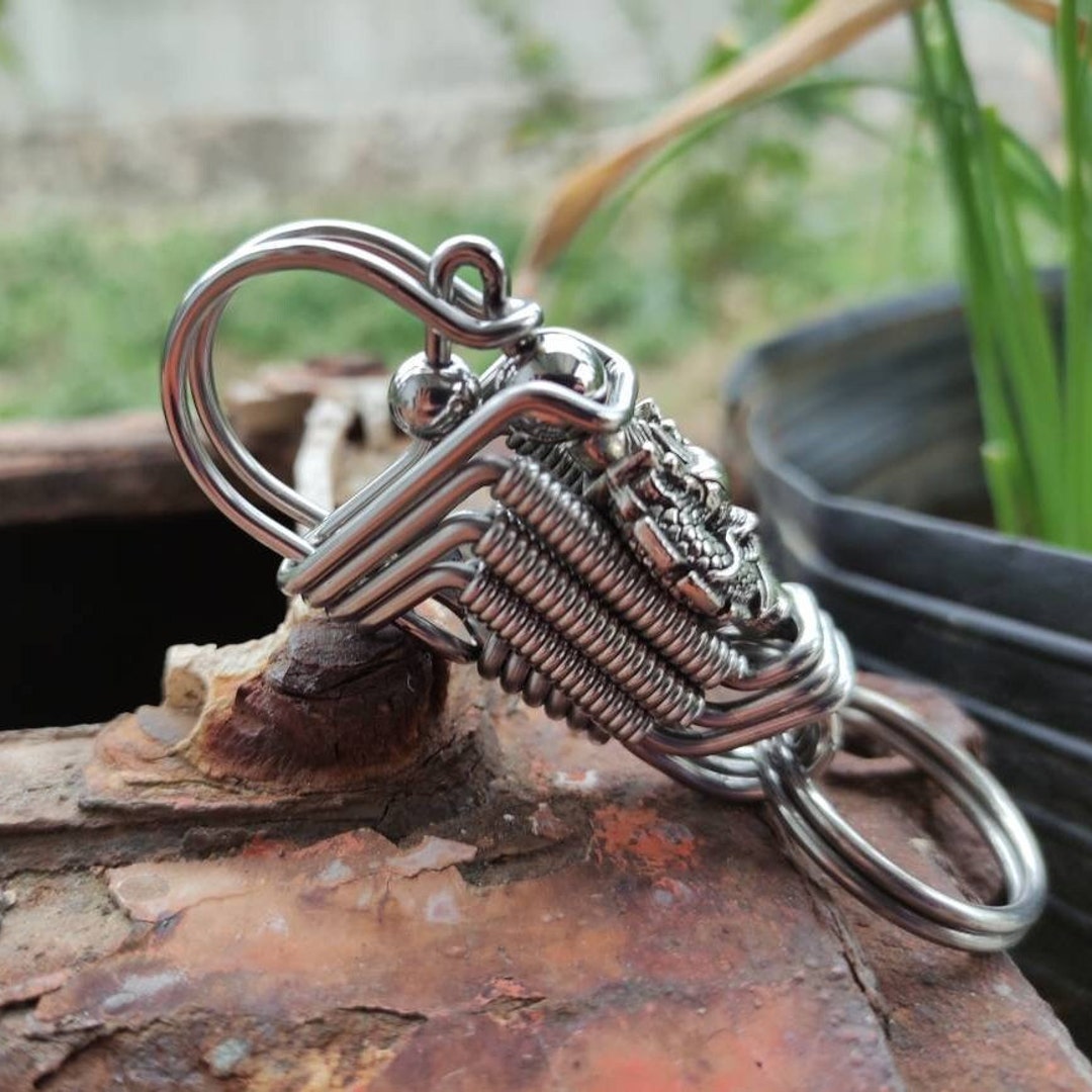 Damascus Steel Dragon Keychain, Personalized Drive Safe Keyring - Etsy