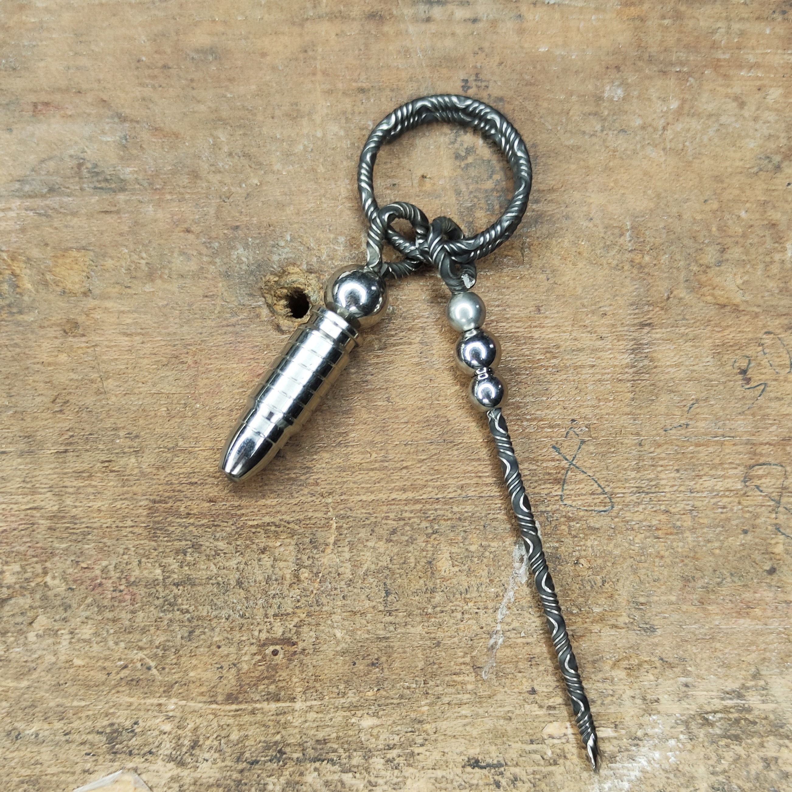 Handmade Damascus Keychain Bullet, EDC Folding Handle - Personalized ...