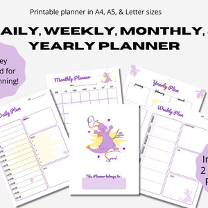 Daily planner, weekly planner, monthly planner, yearly planner, printable planner, planner set, A5 A4 Letter size