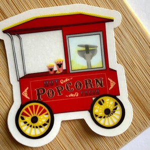 Disney Main Street Popcorn Cart transparent vinyl sticker/ Disney snack sticker journal notebook hydro flask sticker