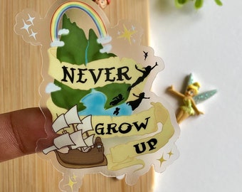 Peter Pan Never Grow Up Vinyl Sticker, Disney Laptop Decal