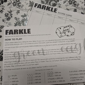Marcador y reglas de FARKLE Descargar PDF digital