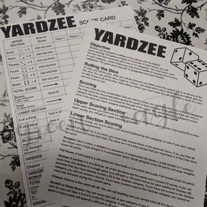 YARDZEE Scorecoard and Rules Download Digital PDF