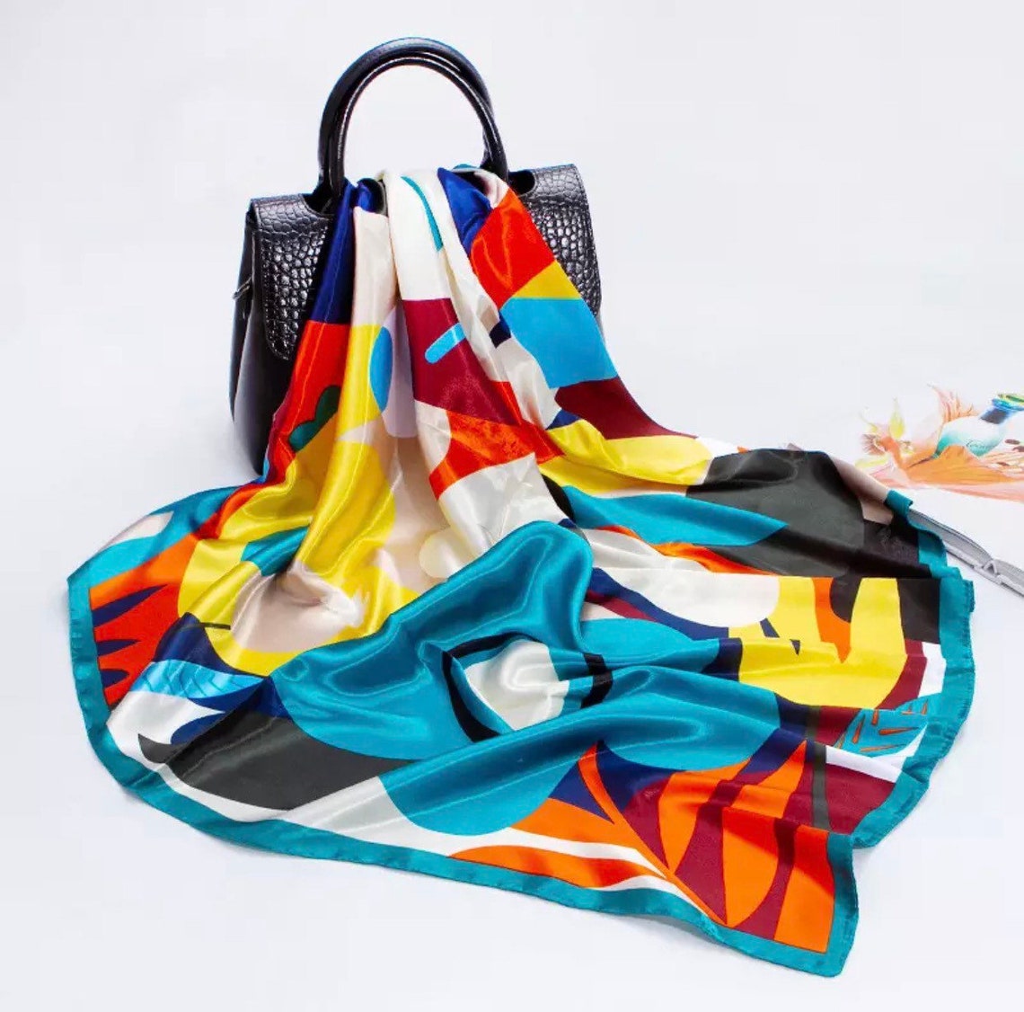 Silk Scarf Large Various Luxury Print Designer Scarf Head Etsy