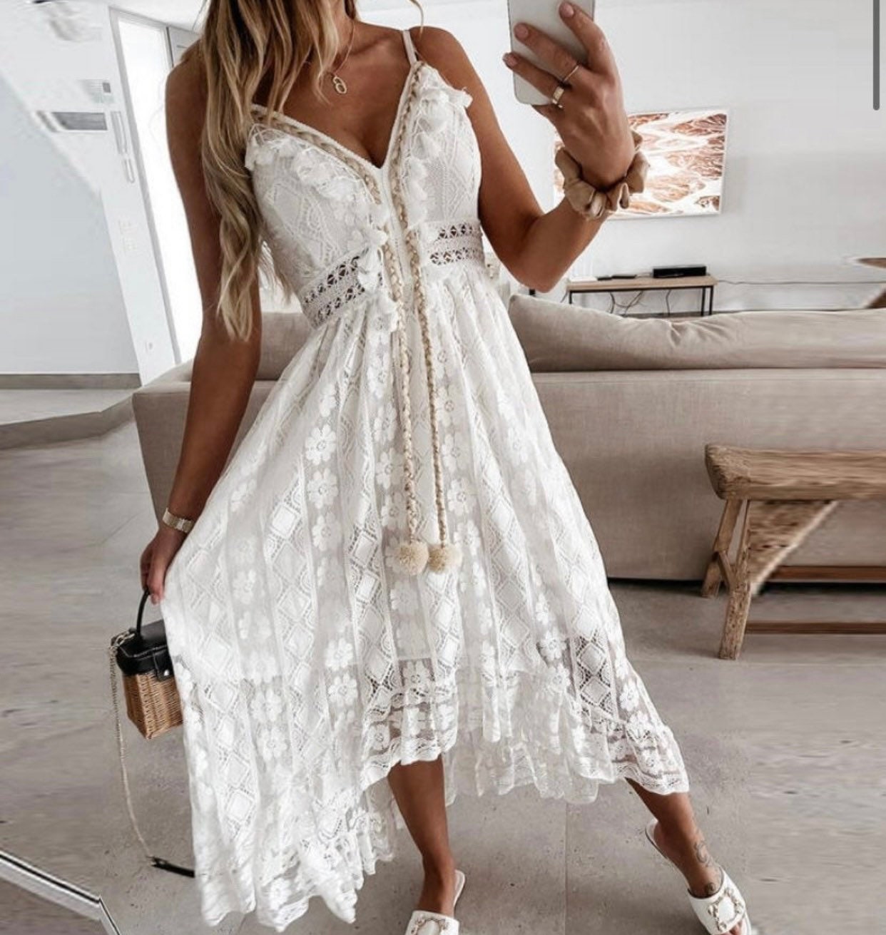 Bohemian White Beach Dress Womens Long White Boho Dresses Beach Maxi White  Dress Boho Long