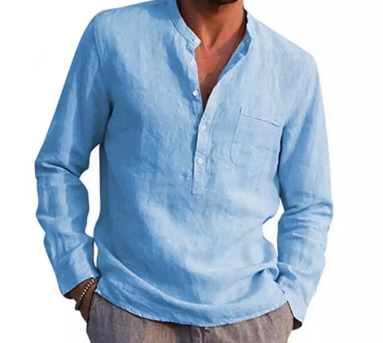 Men Linen Shirt Long Sleeve Shirt Button up Mens Shirts - Etsy UK