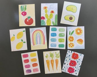 Watercolor floral Inspirational art Pen and Watercolor Botanical art Home d\u00e9cor Watercolor magnets Refrigerator magnets Kitchen d\u00e9cor