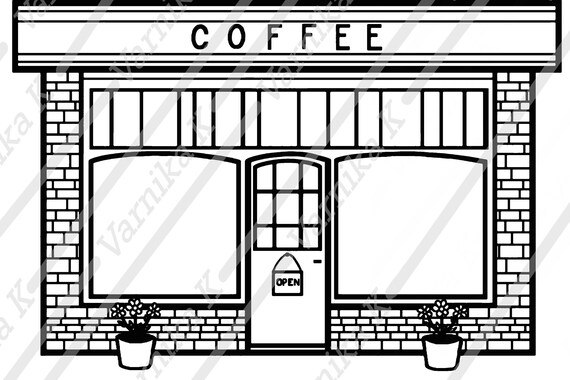 Coffee Shop Coloring Sheet - Etsy