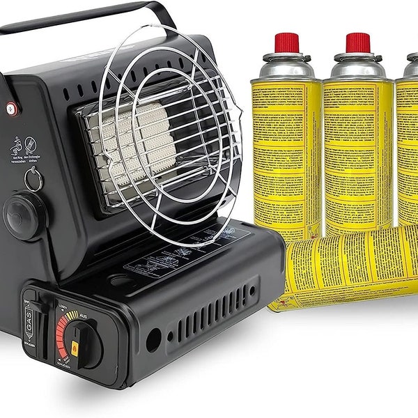 chauffage et cuisinière à gaz portable 2en1 | 90 degrés rotatif | mini chauffage de camping chauffage au gaz | brûleur en céramique | émetteurs de gaz | chauffe-tente