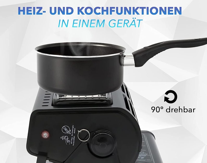 chauffage et cuisinière à gaz portable 2en1 90 degrés rotatif mini chauffage de camping chauffage au gaz brûleur en céramique émetteurs de gaz chauffe-tente image 3