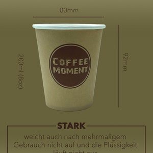 Einweg Pappbecher Kaffeebecher 200ml, 0,2L 8oz 280g stark, Motive Coffee Moment, Kaffee to go Becher Bild 3