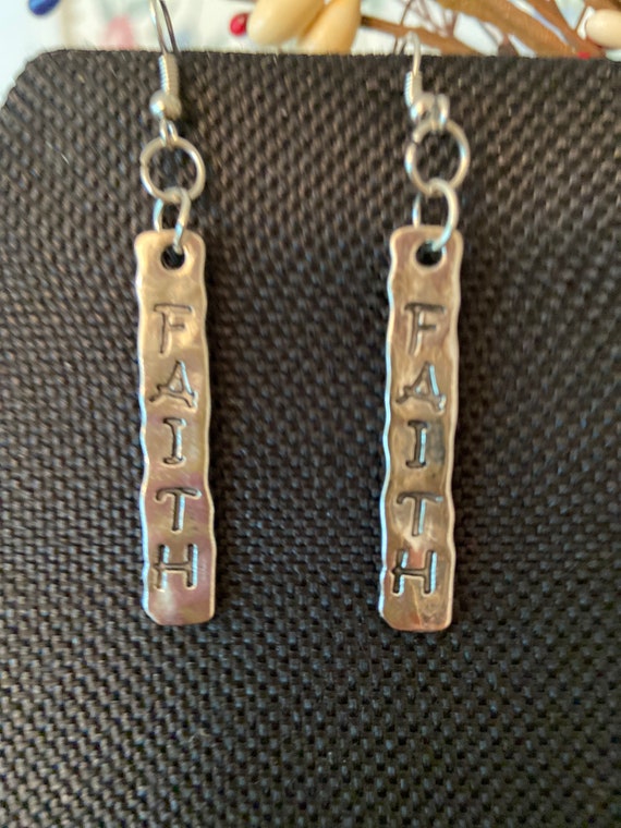 Faith Earrings / silver dangle earrings / Christian Faith Etsy