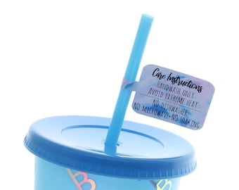 Care Instructions Stickers | For straws in cold cups and tumblers | Pack of 25 | Cup Care Instructions, Tumbler Care