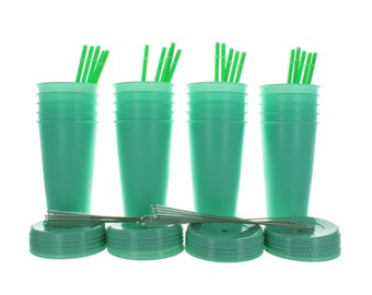 Mint Color Changing Cups FREE Straw Brushes - 24oz each - Pack of 20