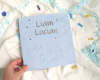 Personalized Baby Family photo album | Handmade custom suede photo album | Bear Lion Elephant baby album | Scrapbook album| Baby shower gift