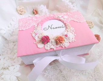 Personalized Baby keepsake box with flowers | Memory box for kids | Keepsake memories | Baby shower gift | Treasure box | Newborn baby gift