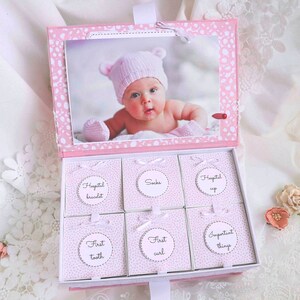 Personalized Baby keepsake box with flowers Memory box for kids Keepsake memories Baby shower gift Treasure box Newborn baby gift image 3