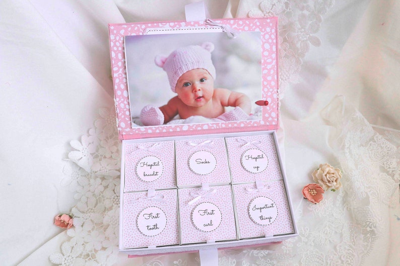 Personalized Baby keepsake box with flowers Memory box for kids Keepsake memories Baby shower gift Treasure box Newborn baby gift image 3