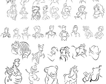 Princess Line Art Etsy