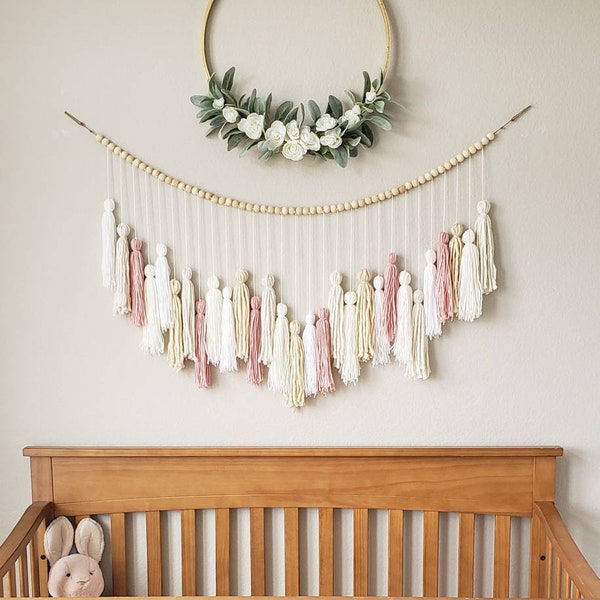 Large Tassel Garland, Blush and Ivory, Rounded