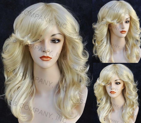 Pale Blonde 70s Farrah Fawcett Full Wig Feather Sides Open Big - Etsy