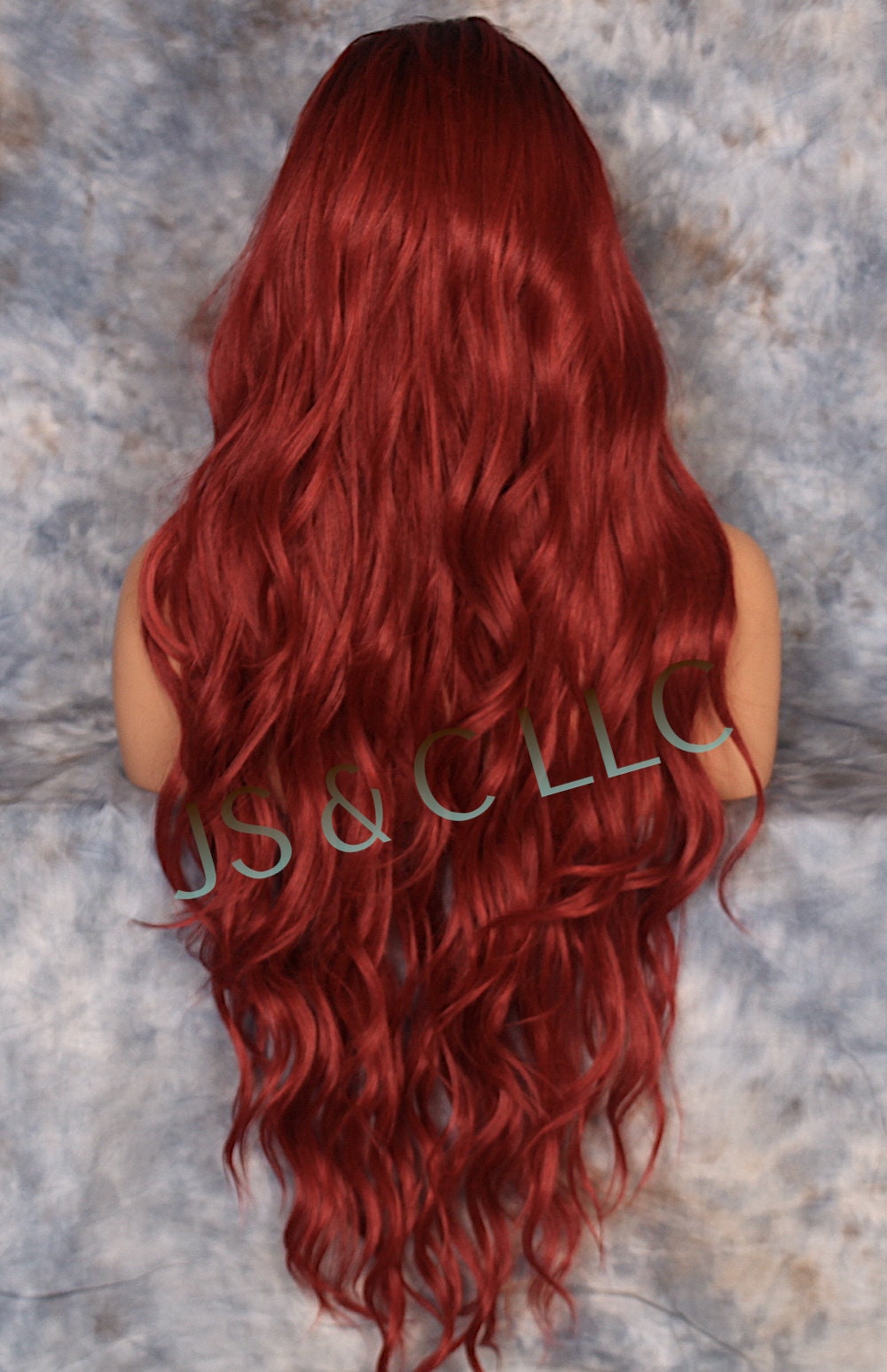 Extra Long Wig RED WINE Human Hair Blend Wavy With Full Bangs Etsy