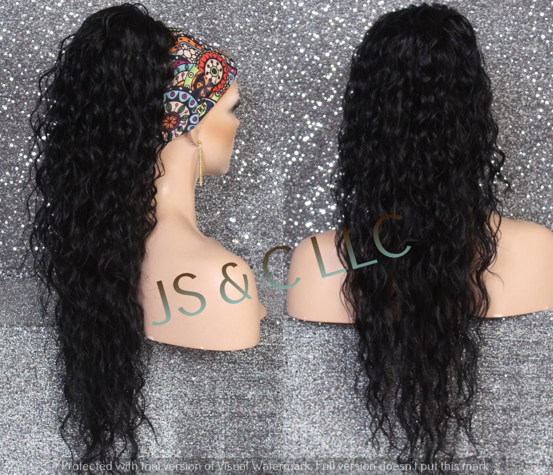 Black Human Hair Blend Ponytail Hair Peice Wavy Extra Long - Etsy Black Human Hair Blend Ponytail Hair Peice Wavy Extra Long - Etsy