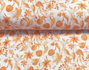 Orange Fruit Quilt Fabric. By the 1/2 Yd. Amalfi in Coral From Limonella by Brenda Walton. Lemon Quilt Fabric. Citrus Quilt Fabric.