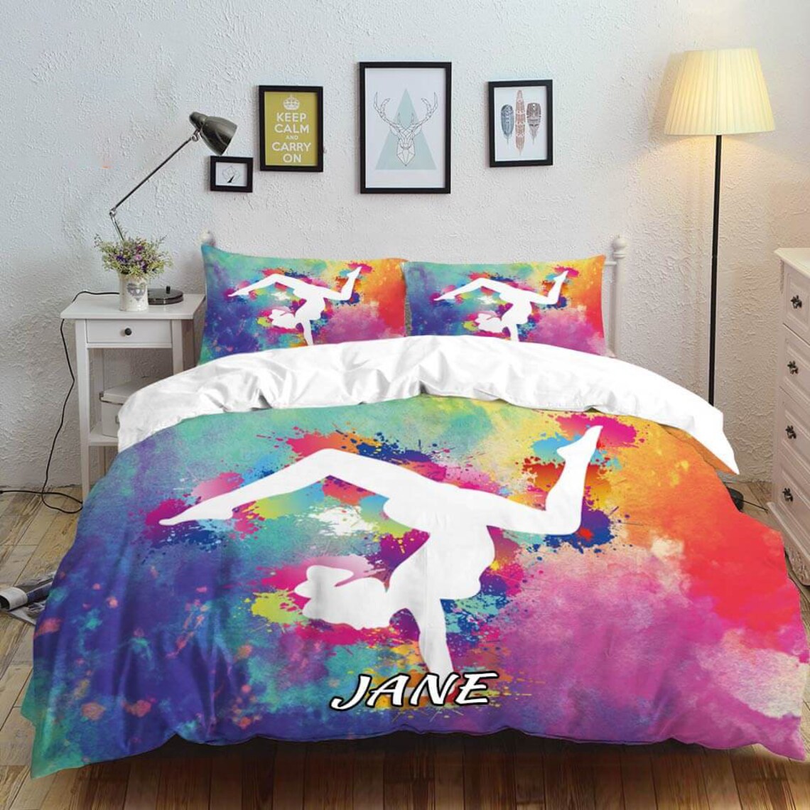Girl Gymnastics Tumbling Bedding Set Gymnastics Comforter Etsy