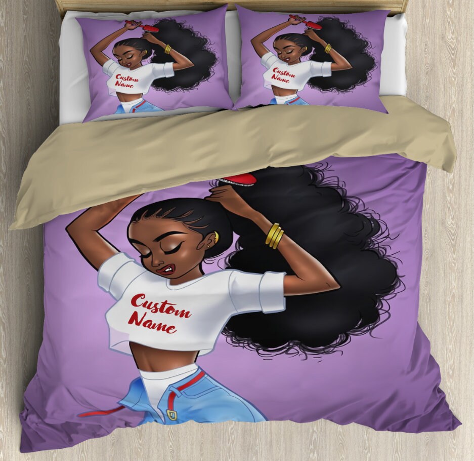 Sexy Afro Girl Custom Name Duvet Cover Set Customer Name | Etsy