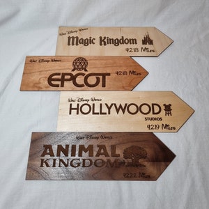 Disney Inspired Sign - Distance to Disney Parks signs, Disney World Inspired Wall Décor, Disney Direction Signs,  Disneyland Inspired Signs