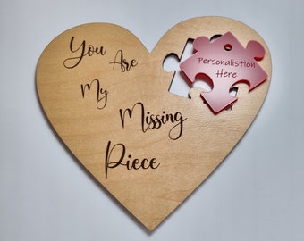 Cœur de Saint-Valentin avec pièce de puzzle | Cœur d’amour | Pièce de Saint-Valentin en bois | Pièce de puzzle Love Heart | Missing Piece Heart | Saint-Valentin