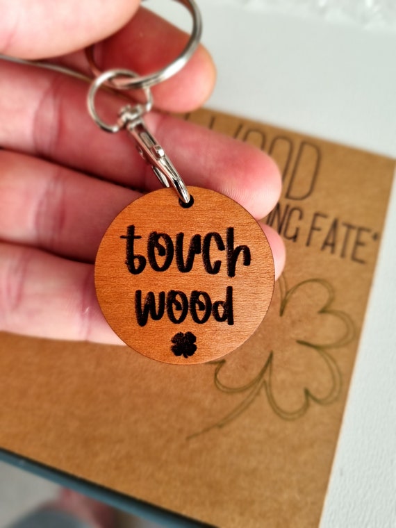 Touch Wood Charm Keyring: Lucky Wood Keychain