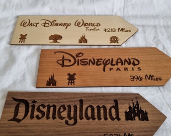 Disney Inspired Sign - Distance to Disney Parks signs, Disney World Inspired Wall Décor, Disney Direction Signs,  Disneyland Inspired Signs