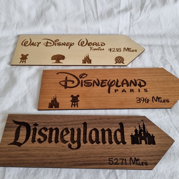 Disney Inspired Sign - Distance to Disney Parks signs, Disney World Inspired Wall Décor, Disney Direction Signs,  Disneyland Inspired Signs