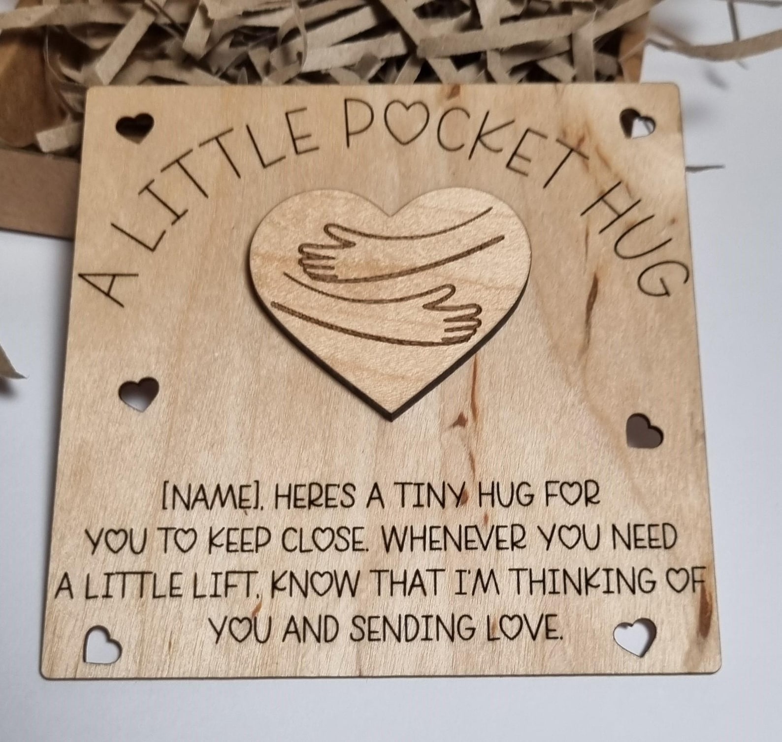 Hug Hard Time Personalised Wood Pocket Hug: Tough Times Gift | Thinking of You Gift ...